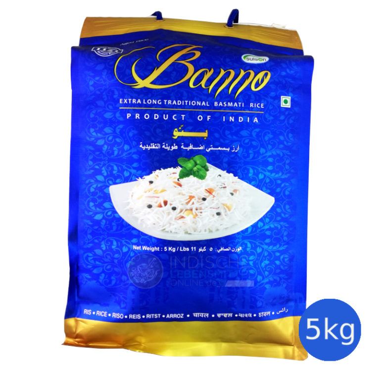 Banno, Extra Long, Basmati Reis, Indischer Reis, 5KG
