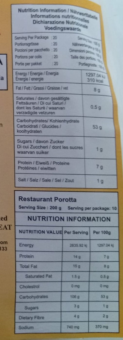 Daily Delight Restaurant Porotta (2kg)