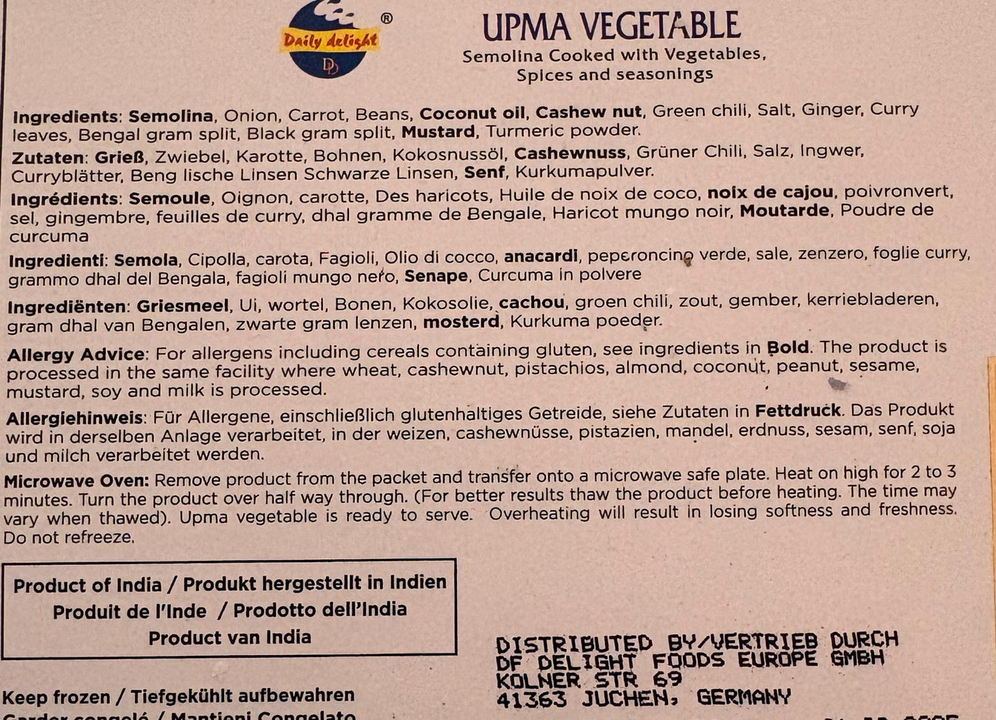 Daily Delight Vegetable Upma 454gm