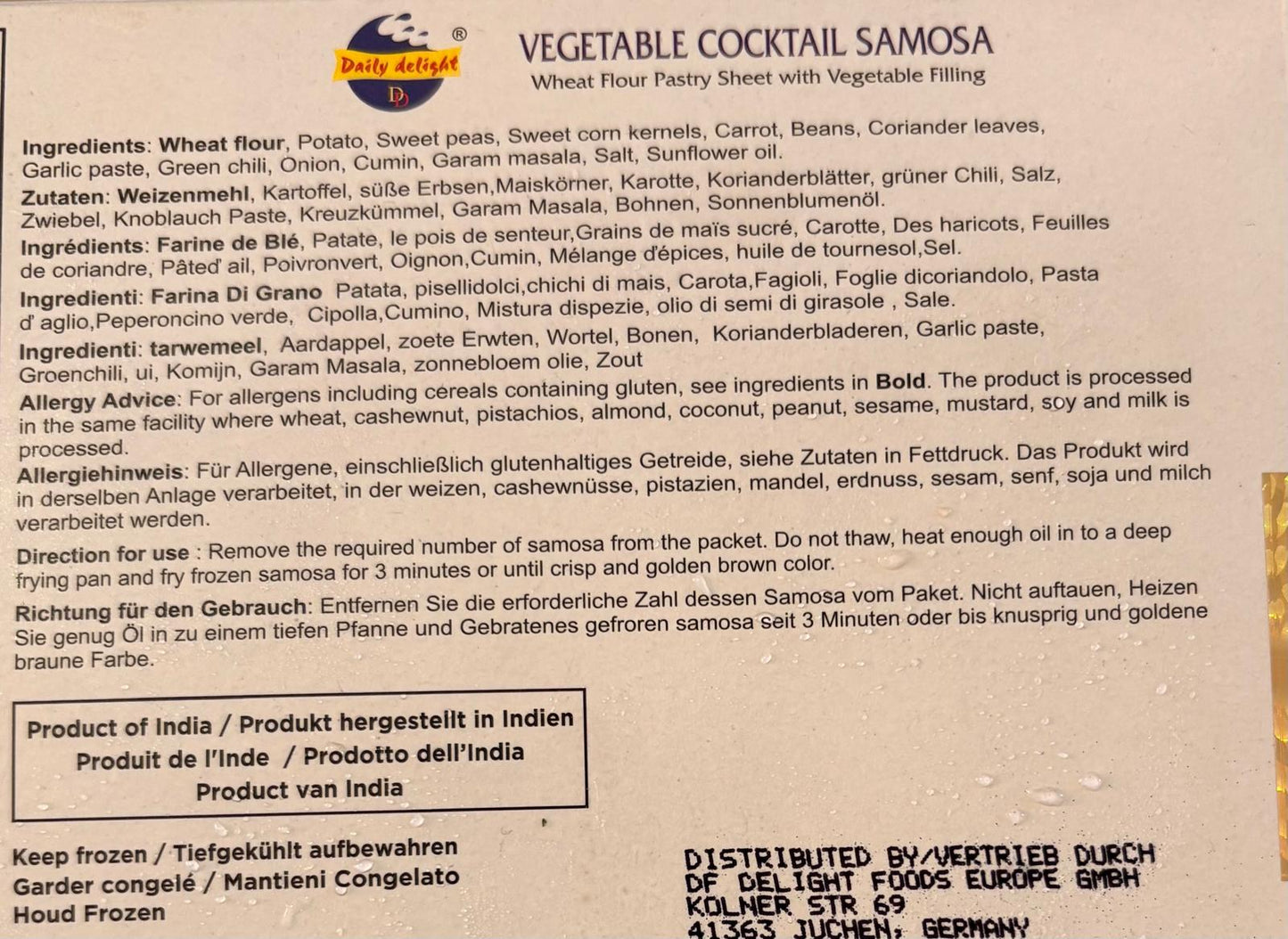 Frozen Daily Delight Cocktail Samosa 300gm
