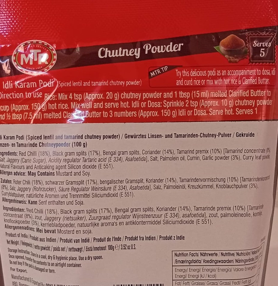 MTR Idli  Karam Podi 100g