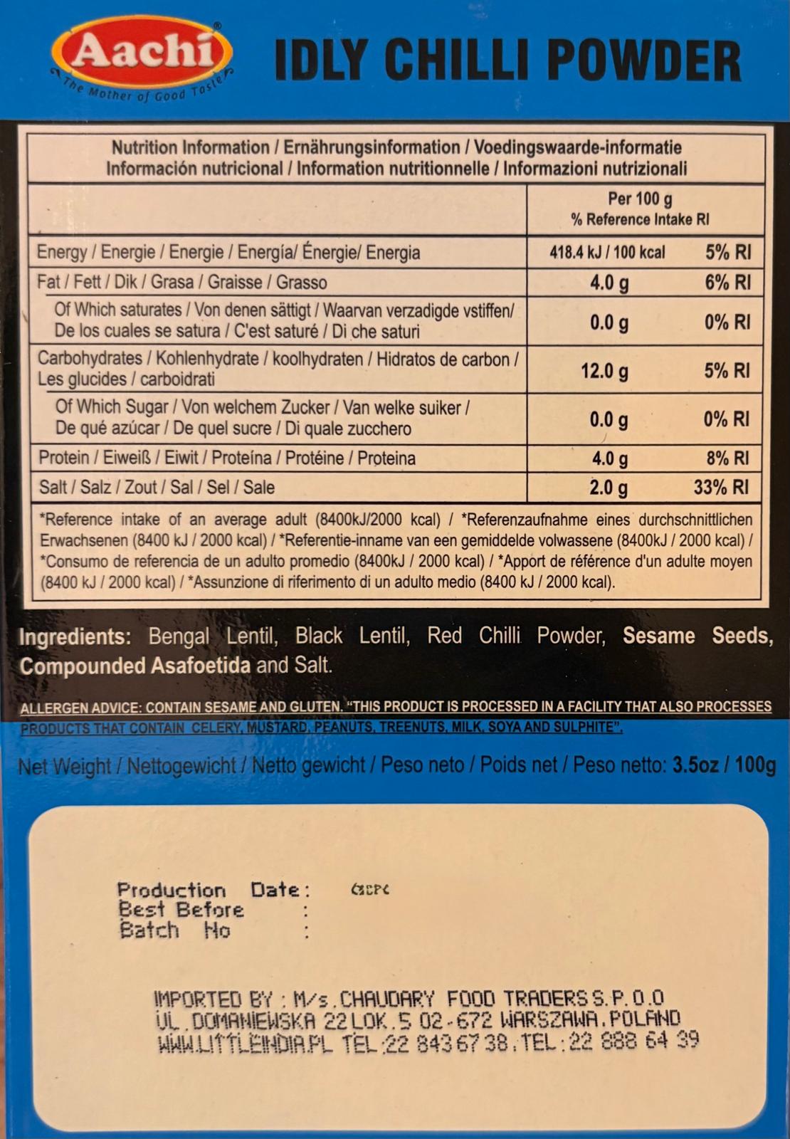 Aachi Idly Chilli Powder 100g