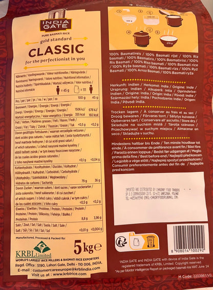 India gate classic Basmati rice 5Kg