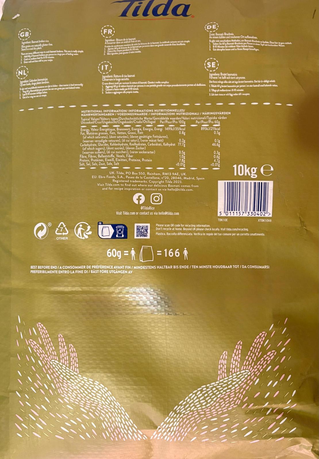 Tilda Broken Basmati 10 Kg