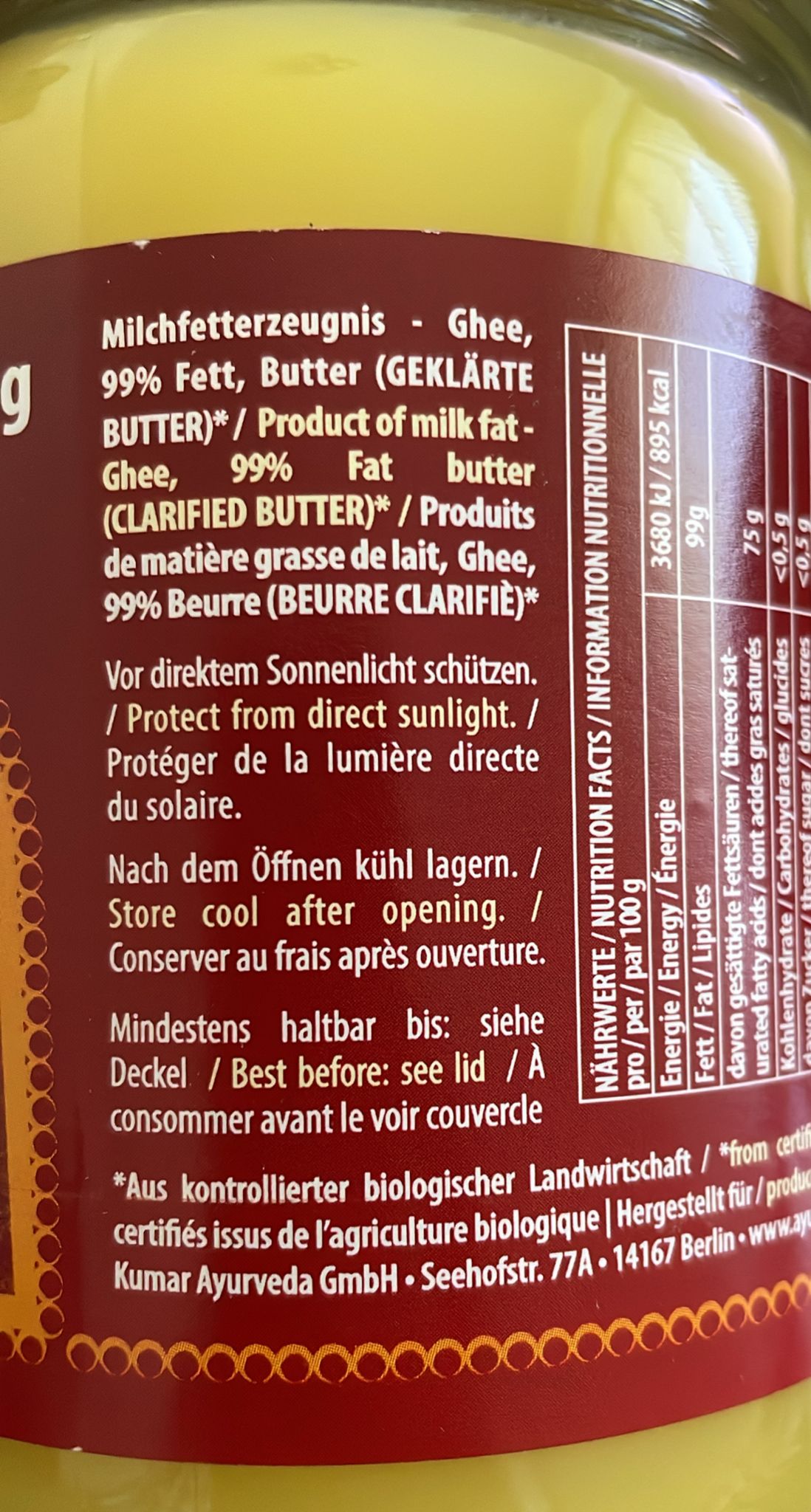 Ayurveda Ghee Organic 440gm